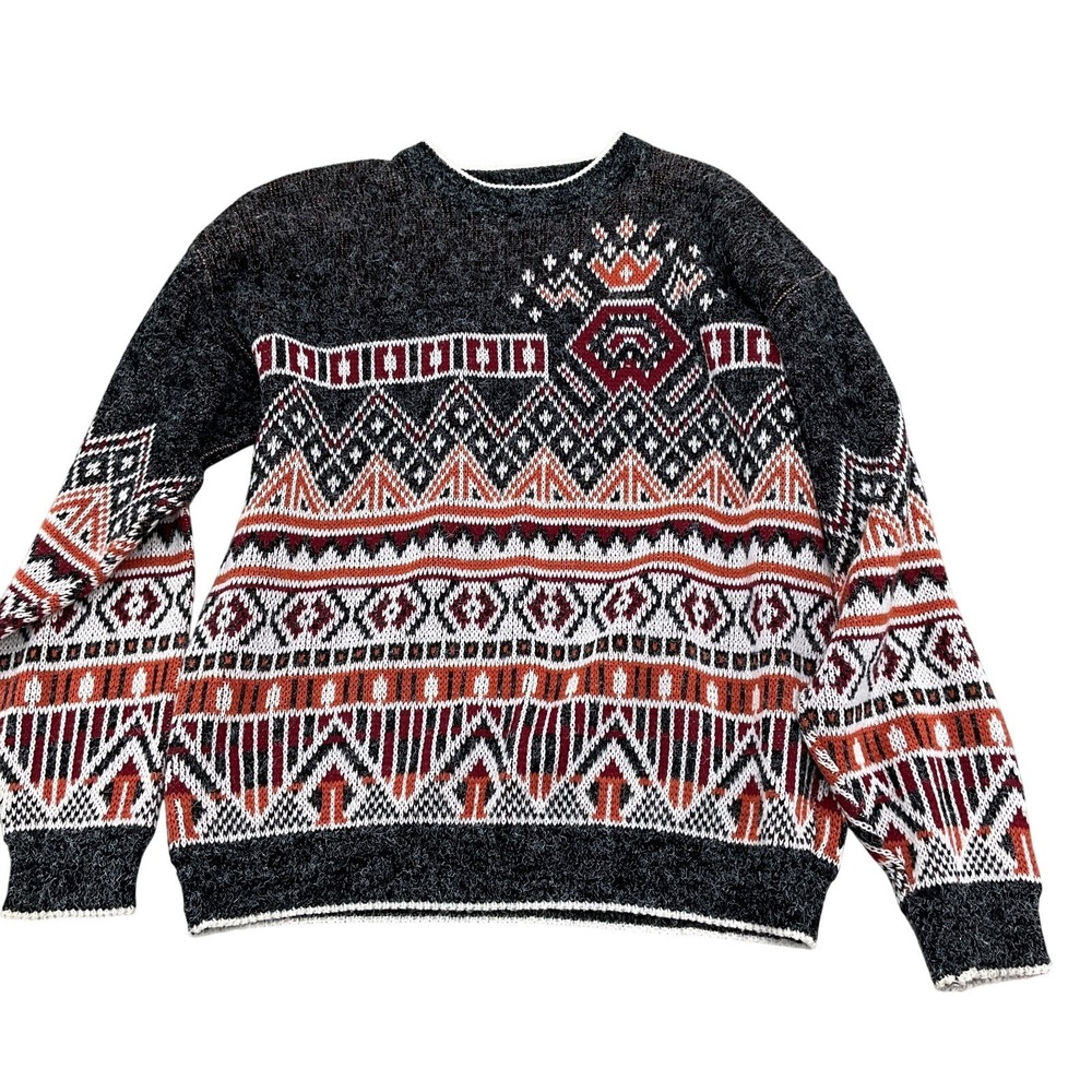 The Men's Store at Sears Sweater Mens Large Black Multi Excellent Geometric Knit